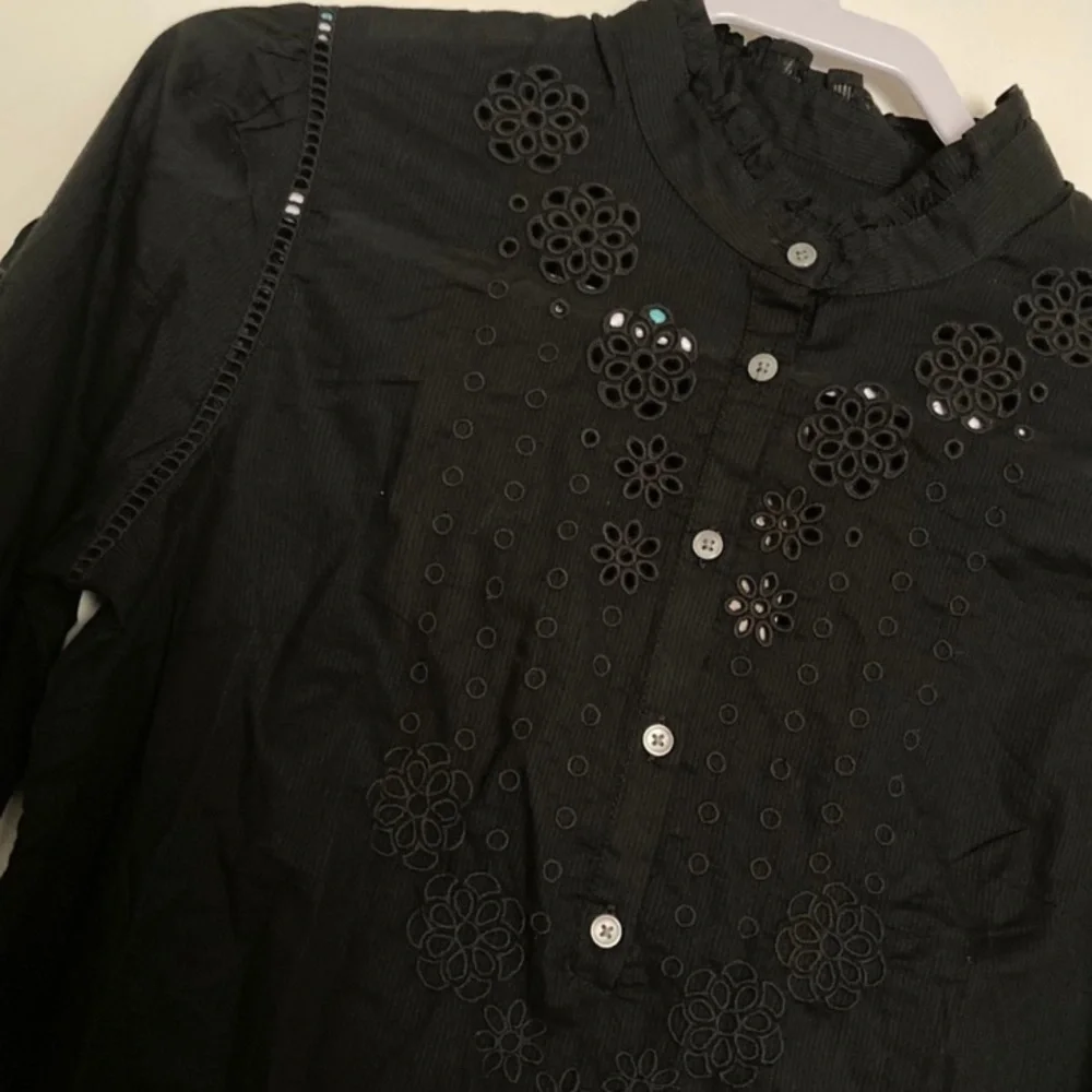J. Crew Floral Embroidered Eyelet Ruffle Sleeve 100% Cotton Whimsigoth Blouse